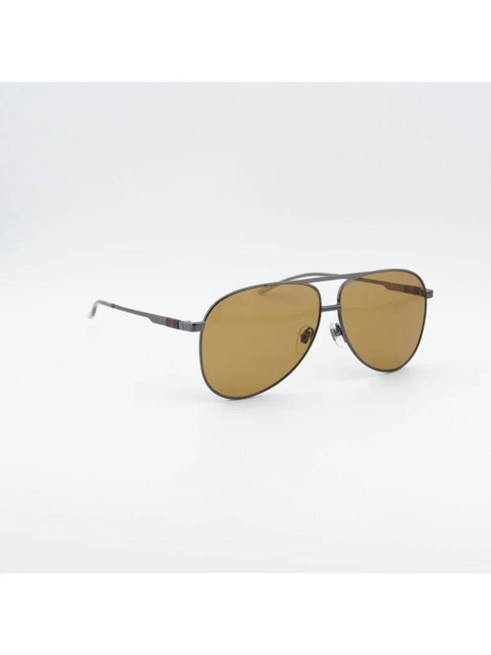 Gucci GG1677S 003 Sunglasses Ruthenium Aviator Frame, Brown Lenses